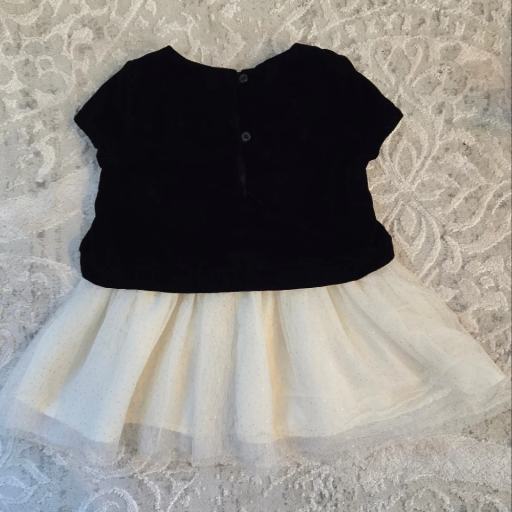 Baby Gap Elegant Velvet Black and Cream Tulle Kids Dress